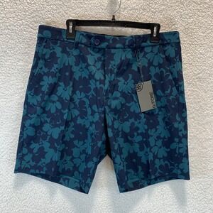 G/FORE Mens Shorts 36 Maverick Hybrid Blue Floral Print Golf Performance Stretch
